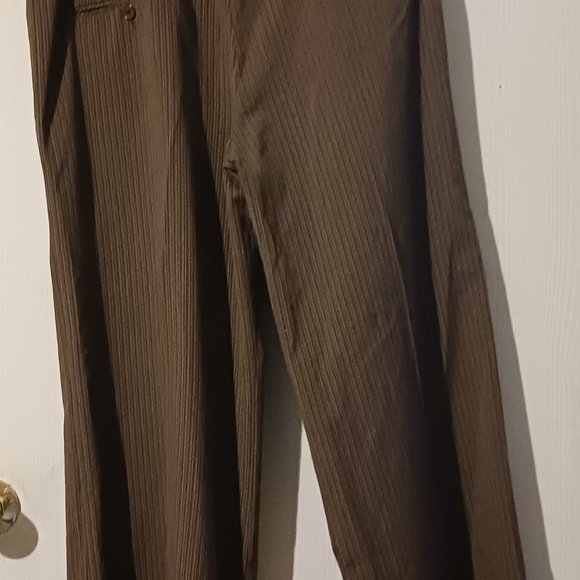 Sz 10 Larry Levine Brown Striped Pants - Picture 7 of 9